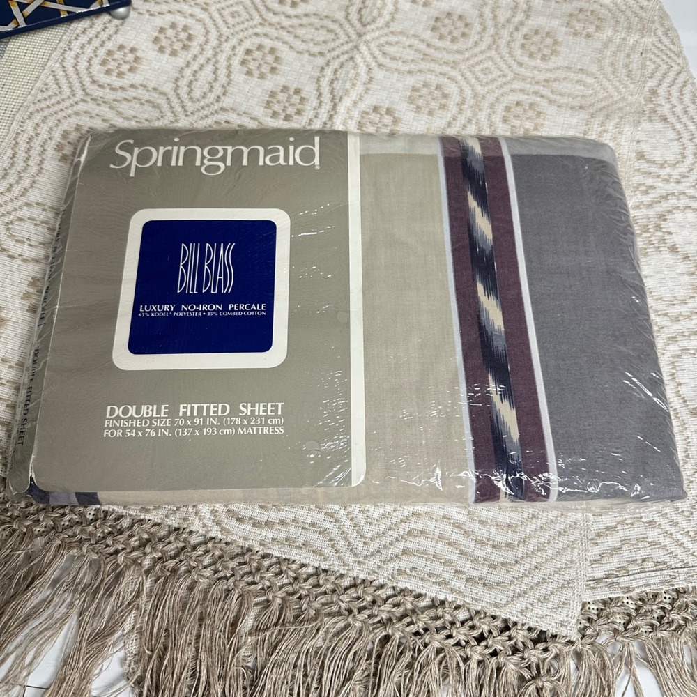Springmaid Luxury No Iron Percale Double Fitted Sheet Silk Shantung Vintage New